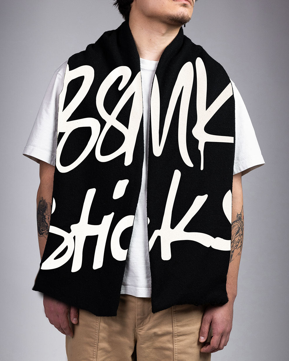 BSMK&STICKS Premium oversized sjaal - Zwart / Wit